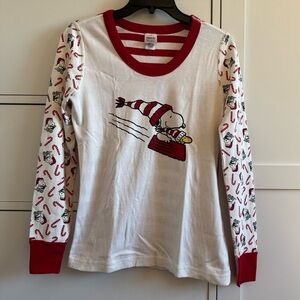 NWOT Hanna Andersson Women's Peanuts Holiday Long John Pajama Top